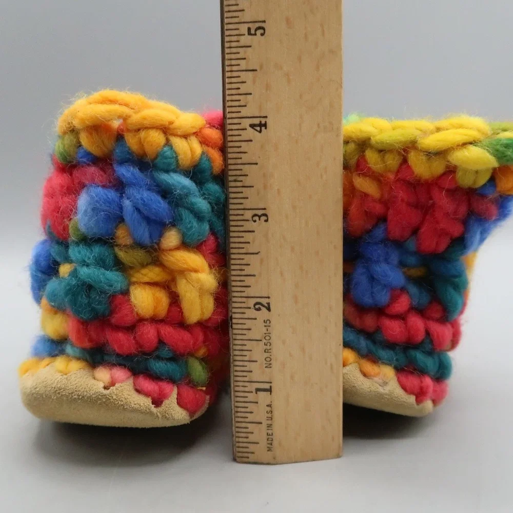 Padraig Cottage Handmade Wool Baby Slippers Age 1- 2.5 years  (5-6) Rainbow